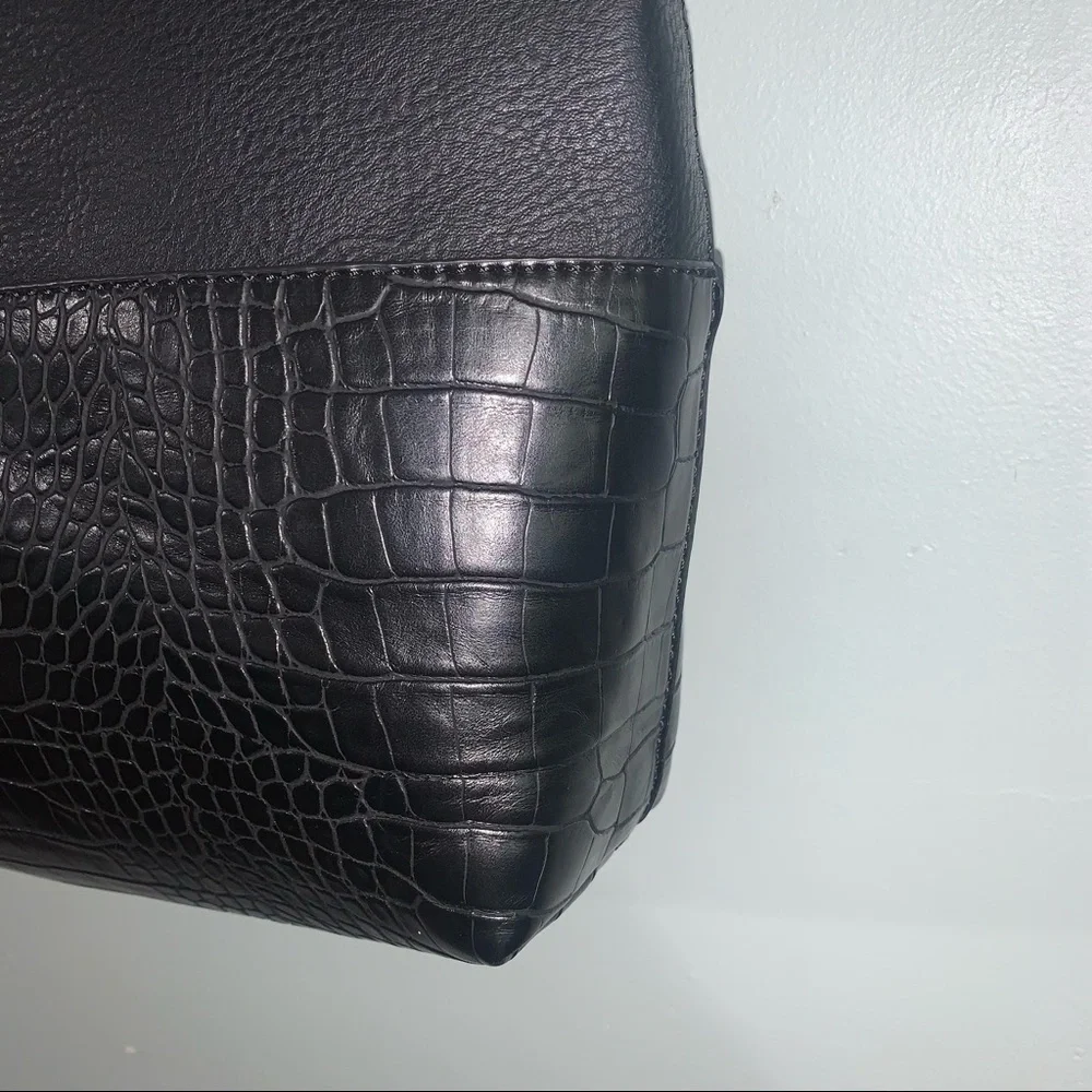 Steve Madden black faux croc tote shoulder bag - Picture 7 of 15
